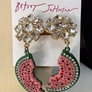 🍉Betsey Johnson Backyard Crystal Watermelon Earrings